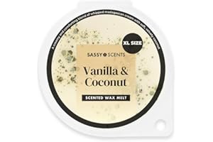 SASSY SCENTS Sassy Shop Wax - Scented Wax Melt, Vanilla & Coconut - Organic Soy Blend Wax Melts - Luxurious, Long-Lasting Fragrances for Any Living Space - Vegan Friendly, XL Size 70g