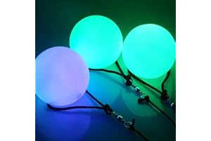 Pretty Kaurv Glowing Poi Balls with 9 Lighting Modes Luminous Juggling Balls High Strobe Spinning LED Glow Battery Operated Light up Dance Ball LED 3h Playtime Hand Ball for Beginners