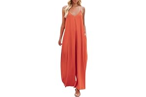 MJGKHIY Tuta Salopette Donna Estiva Ragazza Pagliaccetto Moda Pantaloni Bavaglino Jumpsuit Hippie Cinturino Eleganti Cotone Lino Pagliaccetti Sling Senza Maniche Pantaloni Sciolto Pagliaccetti Overall