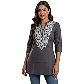 CLOTONS Cotton Embroidery Short Kurti for Women