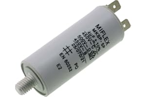 AnlaufKondensator MotorKondensator 4µF 450V 25x58mm Stecker M8 ; Miflex ; 4uF