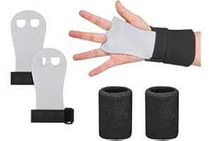 DKDXID 1 Paar Griffpads Kinder Reck Handschuhe mit 2 Paar Sport Wristbands Reckriemchen Turnen Mädchen Cross Training Handschuhe Gymnastikgriffe Gymnastik Handgriffe für Stufenbarren,Weightlifting