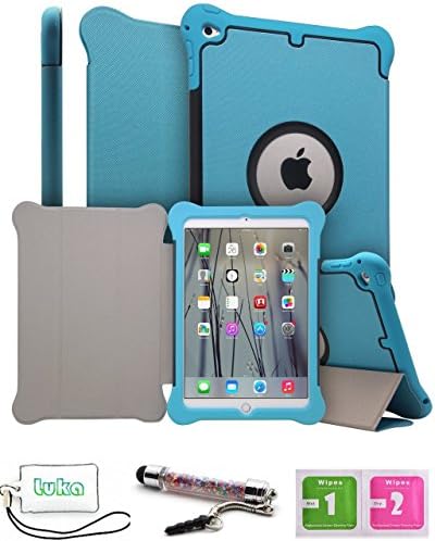 Luka Tablet Case for iPad Mini ,Armor Shield Cover Flip Stand Cover Lightweight Leather Silicone Dual Layer Protection Shockproof Magnetic Smart Cover Case Support Sleep and Awake Function … (Ipad Mini 1/2/3, Blue)