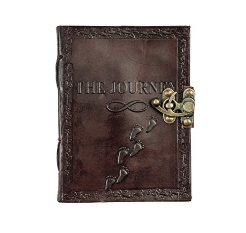 Pranjals House Leather Journal Diary With Engraved Journey Brown 7 x 5 Inch