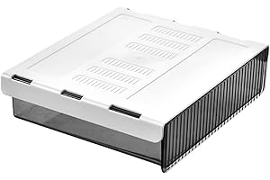 LEcylankEr Unterbau Schublade,Schreibtischschublade,Kreative Selbstklebende Schublade,Desktop Organizer Schubladenfach für Wohnzimmer,Büro,Arbeitszimmer (24×21×6CM Transparent Schwarz 1 Stück)