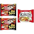 Sam Yang Buldak 3X Spicy Noodles 2&Buldak Ramen Kimchi 1(Pack Of 3)(420Gm)(Imported)Instant Noodles Non-Vegetarian(3X140 G)(Combo Pack)