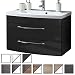 Produktbild Waschtisch Wingst Anthrazit (Waschbecken mit Waschbeckenunterschrank) Breite ca. 80 cm, für Gäste-WC, Form recht-eckig, hängend, Front leicht geschwungen, 2 Schubladen breit, hochglanz