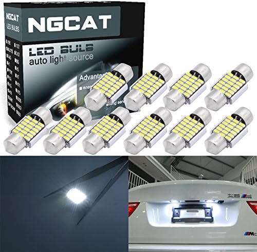 NATGIC Extremely Bright 10pcs 300Lumens 6000K 5630 LED Replacement Light CanBus Error Free Aluminum 1.25'' 31mm DE3175 DE3021 DE3022 6428 7065 for Car Interior Door Map Dome Lights Xenon White 12V