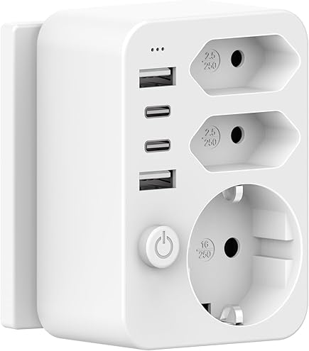Unidapt Stekkerdoos, 4-voudig met 4 USB-oplaadaansluitingen, meervoudig stopcontact met USB C, wandmontage (2500 W), stekkerlijst, overspanningsbeveiliging met 1,8 m kabel voor kantoor, multistekker Unidapt Stekkerdoos, 4-voudig met 4 USB-oplaadaansluitingen, meervoudig stopcontact met USB C, wandmontage (2500 W), stekkerlijst, overspanningsbeveiliging met 1,8 m kabel voor kantoor, multistekker
