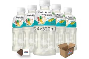 Mogu Mogu Flavored Drinks 24x320ml, PINA COLADA - Nata De Coco Juice - Refreshing Taste - Fun Drinking During Hot Summers Or Take Them On Trips & Picnics Boxed Treatz