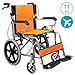 Produktbild ACEDA Faltbar Rollstuhl 11Kg Leicht Rädern Transport Stuhl Mit Gepolsterten Armlehnen,Sitzbreite 48Cm,Einstellbares Pedal, Belastbarkeit 100Kg,Blau,Orange