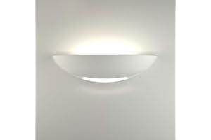 VR VETRINEINRETE Vetrineinrete® Applique da parete mezza luna in gesso doppia emissione verniciabile lampada con attacco r7s moderno per illuminazione IP20 arredo casa