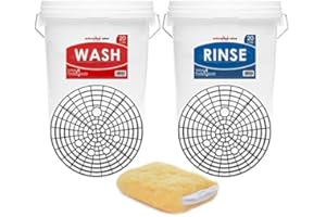 SMART TECH CAR CARE 2 Car Wash Buckets & Bucket Barriers - 2 Bucket Wash Method/System - Swirl Free Wash Solution - Wash Mitt - Wash & Rinse Label