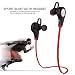 Produktbild elecfan® Bluetooth Kopfhörer Roman Bluetooth V4.1 Wireless Headset in Ear Kopfhörer Sweatproof Sport laufende Earbuds mit Noise Cancelling für All Android Cell Phones, iPhone 7 ,iPhone 7 plus ,iPhone 6s,6s Plus, 6, 6 Plus, 5, 5c, 5s,iPad (Q9-Rot)