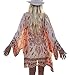 Produktbild ZEZKT Boho Printed Chiffon Lose Schal Kimono Cardigan Jacke Bluse Bikini Cover Up Strandkleid Jäckchen Dünne Blumendruck Chiffon Strickjacke Boho Gedruckt Tops Deckel Lang Ärmel Bluse (S, Rosa)