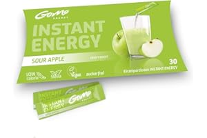 GoMo ENERGY® Boisson de vitalité 100% naturelle sans sucre | Stimulation physique et mentale | Plus d’énergie et de concentration | Végane hypocalorique édulcorée avec stevia | SOUR APPLE 30 portions
