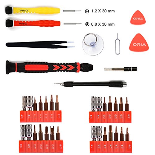 Oria Schraubendreher Set Magnetic Austauschbar Magnetverschluss Hardware Schraubendrehersatz Reparatur Werkzeug Kit für iPad, iPhone, Tablets, Laptops, PC, Brillen&Andere Geräte etc.(38 in 1) - 2