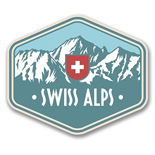 2 x Schweizer Alpen Schweiz Vinyl Aufkleber Aufkleber Laptop Reise Gepäck Auto Ipad Schild Fun # 6389 - 10cm/100mm Wide
