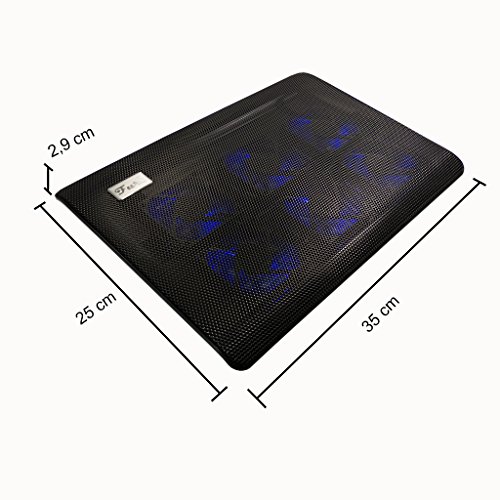 LS Premium Notebook Kühler LS-L112B | Laptop Cooling Pad Ständer| 6x Lüfter / Fan | mit 2 x USB HUB und blaue LED | 10″-15″ Zoll - 6