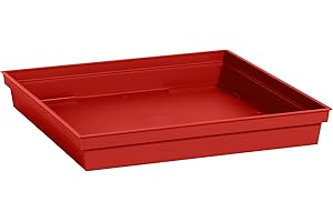 EDA Plastiques Soucoupe TOSCANE carré pour Pot 13626 R.RU Rouge/Rubis 32.6 x 32.6 cm