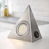 Dolap Altı LED İnox Kasa 220V Elektrik Bağlantılı &Uuml;&ccedil;gen Led Spot 3W G&uuml;n Işığı &ndash; Tezgah Altı Mutfak, Raf, Vitrin ve Mobilya Ay