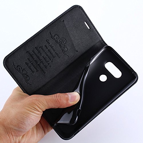 C-Super Mall-UK LG G5 hülle,Qualität PU-Leder starke magnetische Schnalle Mappen-Standplatz -Schlag-Fall für LG G5 ( schwarz ) - 5