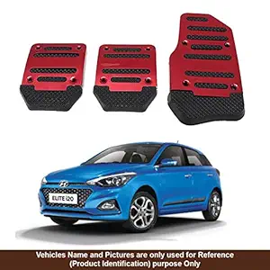 Oshotto 3 Pcs Non-Slip Manual CS-373 Car Pedals Kit Sports Pad Covers Set Compatible with Hyundai i20 Elite/Active 2014-2020 (Red)