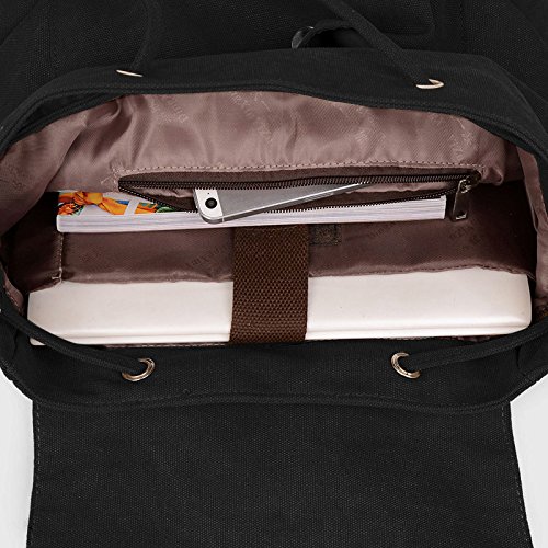 BAO CORE Students Casual Vintage Backpack Bag Travel Daypack Retro Canvas Rucksack Backpack 20-30L Size L30xW16xH42cm, Black