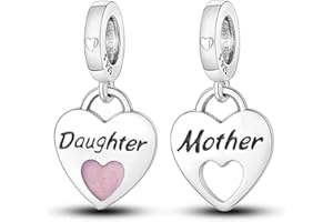 MsRosy New S925 Sterling Silver Hearts Charms For Bracelets and Necklaces Gift For All the Family and Friends