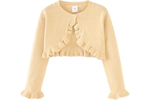 PythJooh Baby Girls Long Sleeve Bolero Cardigan Shrug Kids Wedding Frilly Knit Shrug Cover Up 1-9Years