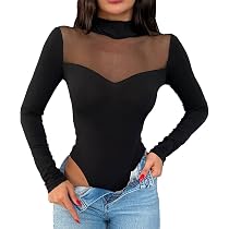 Body Femme Sexy Manches Longues - Col Carré Moulant - Tissu Stretch Doux - Multi-Occasions