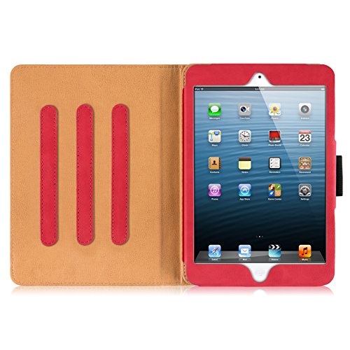 iPad Mini Hülle – JAMMYLIZARD Ledertasche Smart Cover mit Standfunktion für iPad Mini 4. 3. 2. & 1. Generation, ROT & HONIG, [MIT STIFT-HALTER] - 6