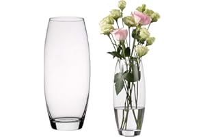 UNISHOP Jarrón de Flores de Cristal, Florero abombado de Vidrio, 26 cm de Alto, Elegante y Sofisticado Tipo 4