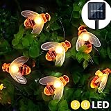 LUCES FESTIVALES SOLARES - Estas luces al aire libre no necesitan reemplazar la batería o enchufarse. Solo enciende la luz, se encenderá automáticamente de la oscuridad al amanecer. Después de 8 horas de carga bajo la luz solar, la luz puede encenderse durante 10 horas