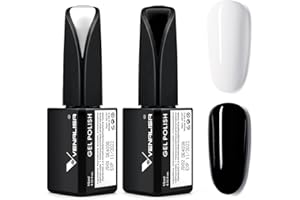 ‎V VENALISA VENALISA UV Nagellack Weiß&Schwarze Gellack Nagellack Gel für UV Nagellampe Langlebige Maniküre Nagelgellack Soak Off Nail Gel Polish dark BLACK 15ml