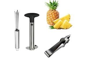 ANNERATTERYER 3 Pcs Taglia Ananas,Affetta Ananas Taglia,Strumento per Sbucciare Ananas e per Rimuoverne Il Torsolo,Adatto per Rimuovere i Gambi Delle Fragole,i Gambi dei Pomodori e le Bucce Degli Ananas