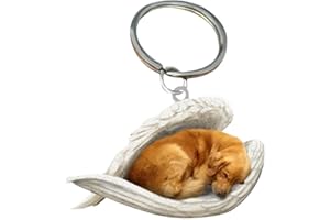 ZEREK Car Pendant,Cute Sleeping Dog Angel Car Key Pendant for Dog Lovers,Moms Car Hanging Ornament Windows Decor Ornament,Sleeping Angel Animal Pet Dog Lover Car Rear View Mirror Accessories