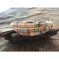 ♥ SAMTWEICHE STREIFEN IN BEIGE UND HELLBLAU ♥ Wickelarmband