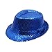 Produktbild Dorical Unisex Paillettenhut Herren Damen Pailletten Hut Disco-Hut Clubstyle Partyhut Trilby Hut Blink Fedora Bogart Glitzerhut Glitter Partyhut Bogart Trilby(Blau)