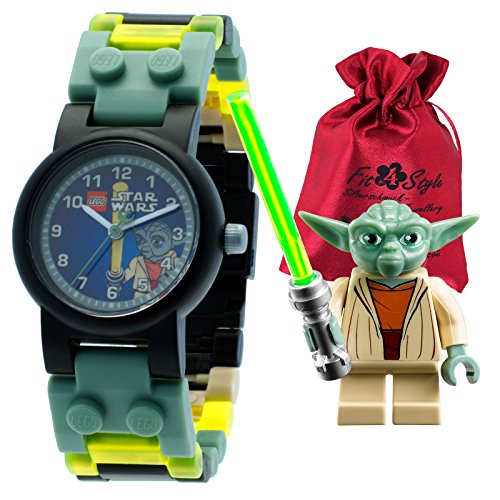 LEGO Kinderuhr Star Wars Yoda Kinder-Armbanduhr schwarz grn mit Transportsckchen Kunststoffband Quarzuhr ULE8020295