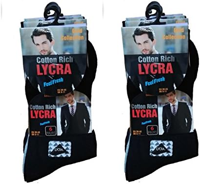 12 Pairs Mens Plain Cotton Quality Rich Lycra Office Formal Socks - Everyday Socks
