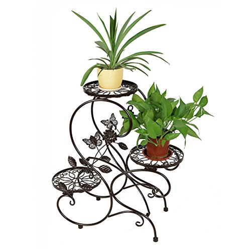 HLC 3 Töpf Metall Blumenständer Blumentreppe Pflanzer,S-förmig Bronze