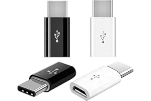 iZhuoKe Pack of 4 USB-C Adapters, Micro USB to USB C Type-C Connector for P9/P10/Nova, Galaxy S8 Other Type C Devices, for Charging/Syncing (2 x Black + 2 x White)