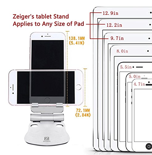 Faltbar Tablet Ständer Multi-Winkel ZEIGER einstellbar Handy Halter für 4-13″ Tablet iPad Air 2 3 4 Pro mini,iPhone,macbook,kindle Samsung Tab mini Aluminium Reise Tablet Ständer Tischplattenhalter Tisch Halterung Silber 2.0 Y192S - 5