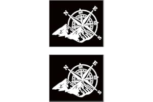 GOBFAR Brújula Off Road adhesivo para coche, 2 piezas pegatinas brújula de montaña, calcomanías de brújula de montaña, brújula todoterreno Mountain Brújula Capucha Adhesivo (Blanco, 20 x 15 cm)