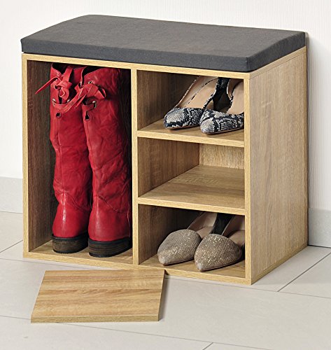 Kesper Schuhschrank mit Sitzkissen, Holzdekor, braun, 51.5 x 29.5 x 48 cm - 3