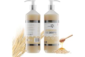 Oatmeal Dog Shampoo PRITTY PETS Oatmeal Shampoo for Dogs - Professional PH Balanced, Cruelty Free, Silicone & Paraban Free, Puppy Friendly Dog Grooming Shampoo - Made in the UK (500ml with Pump)