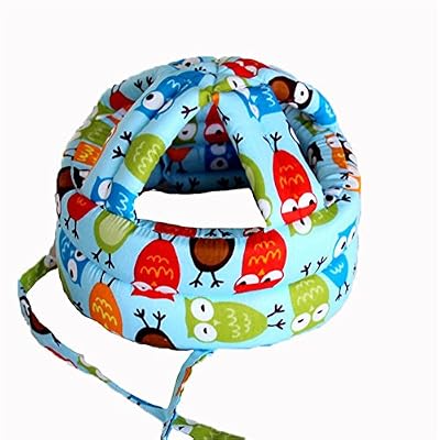 Samber Casque Sécurité Bébé Casque de Protection Anti Choc Sécurité Domestique Réglable Coton Éponge Motif Cartoon pour Enfant 6 Mois - 5 Ans/Hibou
