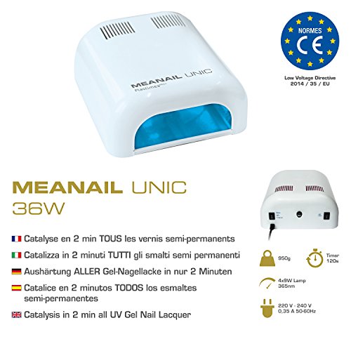 MEANAIL PARIS Starter-Set PLUS mit FRENCH MANICURE – Nagelstudio Set – Nageldesign – Für perfekte French Manicure & Pediküre wie im Nagelstudio – 100% DIY bei Ihnen zuhause! UV Lampe 36W – Nagellacktrockner – UV Lichthärtungsgerät – CE-Kennzeichnung – Semipermanente Maniküre & Pediküre - 2