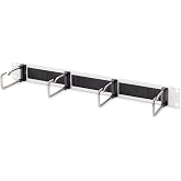 DIGITUS Cable Management Panel with Brush Strip - 1U - 4 Guide Brackets 40 | 19" 1U - Steel Guide Bar - For Network Cabinets